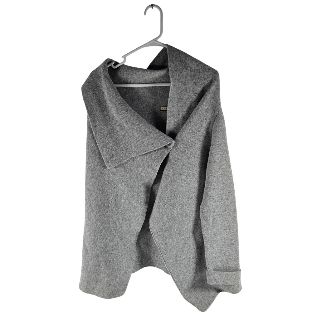 Chiaramente Italy Gray Wool Blend Draped Open Front Cardigan Sweater Womens Med